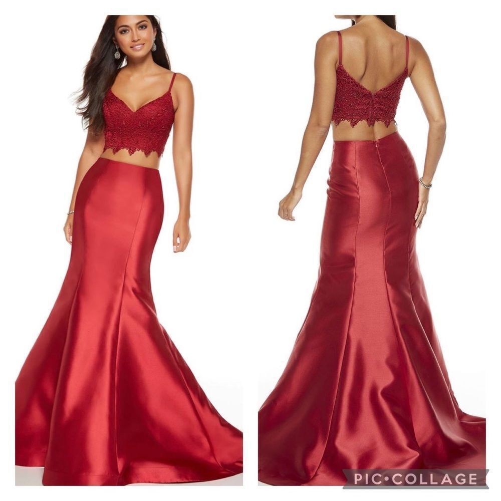 NEW Alyce Paris lace 2 pieces red long mermaid maxi gown dress 60633 8